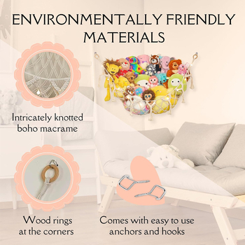 Ръчно преплетена триъгълна мрежа за играчки гоблен за детската стая, памук, геометричен абстрактен дизайн