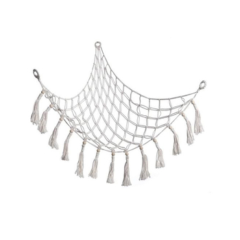 Ръчно преплетена триъгълна мрежа за играчки гоблен за детската стая, памук, геометричен абстрактен дизайн