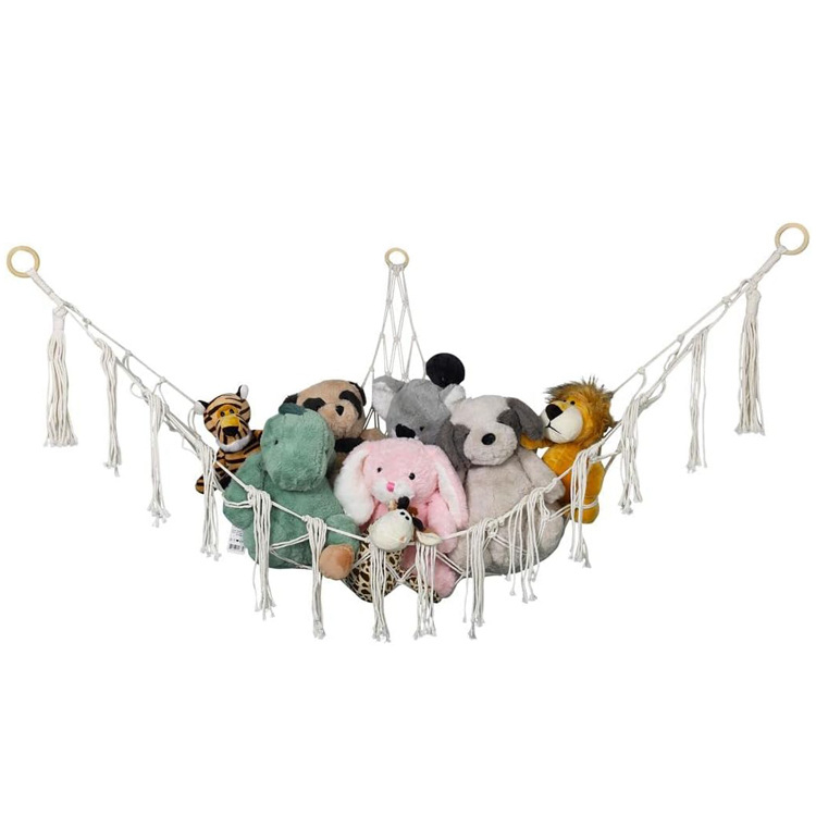 Ръчно преплетена триъгълна мрежа за играчки гоблен за детската стая, памук, геометричен абстрактен дизайн