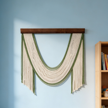 Ръчно изработен памучен гоблен – Скандинавски стил, райета, правоъгълен стенен аксесоар