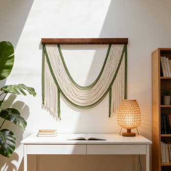 Ръчно изработен памучен гоблен – Скандинавски стил, райета, правоъгълен стенен аксесоар