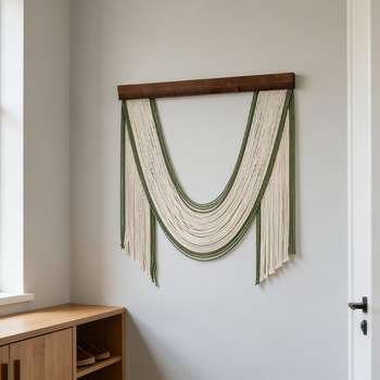 Ръчно изработен памучен гоблен – Скандинавски стил, райета, правоъгълен стенен аксесоар