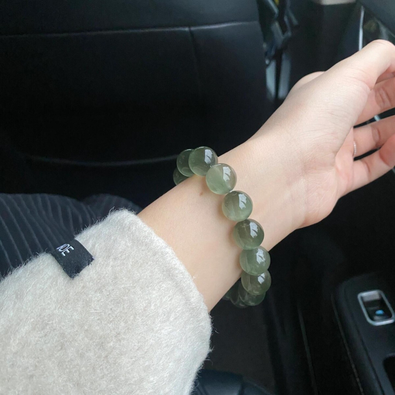 Ručna prirodna narukvica Cat Eye sa zelenim kristalima, 7A, unisex