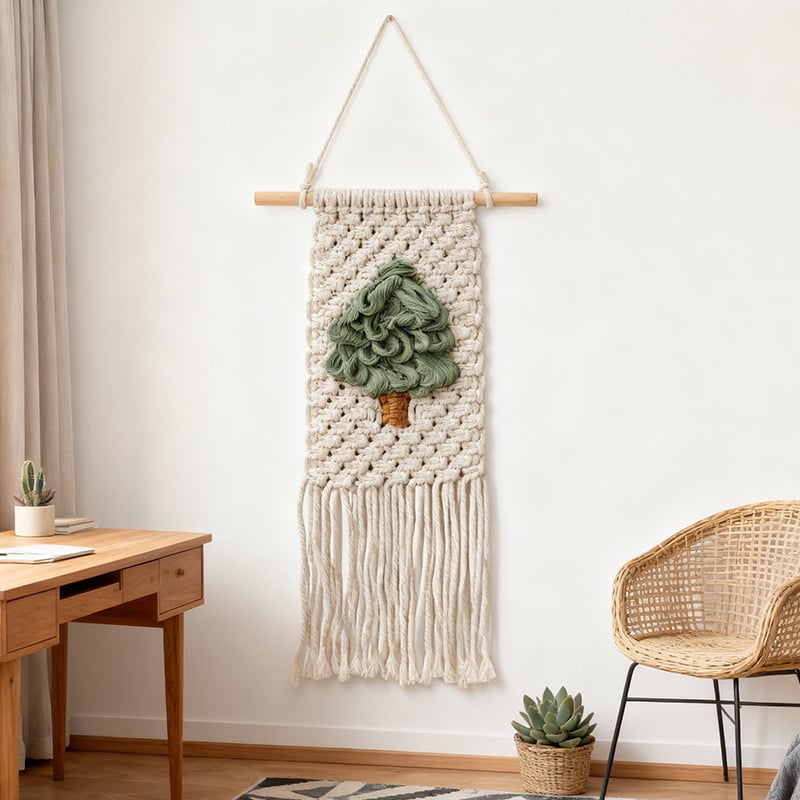 Гобелен за стена – Памук; Бохемски стил; Ръчно плетено; Правоъгълна форма.