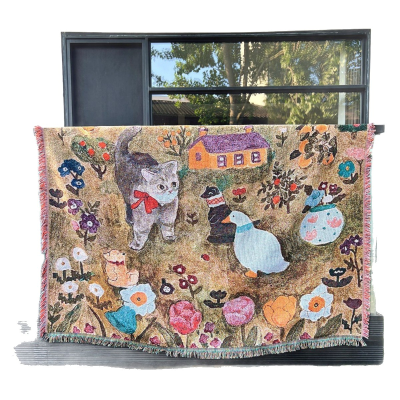 Tapiserie cu artă Cartoon pentru canapea – pled tricotat, ţesătură cu mașină, Poliester 91–100% (material principal), Bumbac 10%