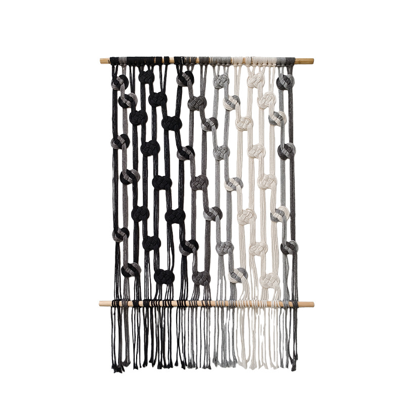 Гоблен: памук, ръчно тъкане, геометричен абстрактен дизайн, правоъгълна форма, ръчно пране