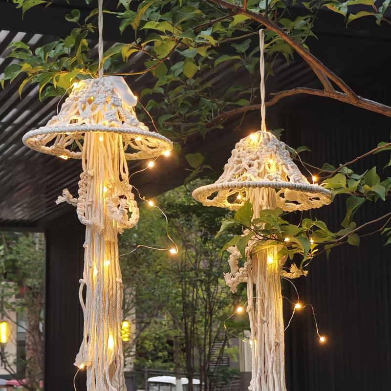 Lampa u obliku meduze, ručno tkana, nordijskog stila, dekor za dom