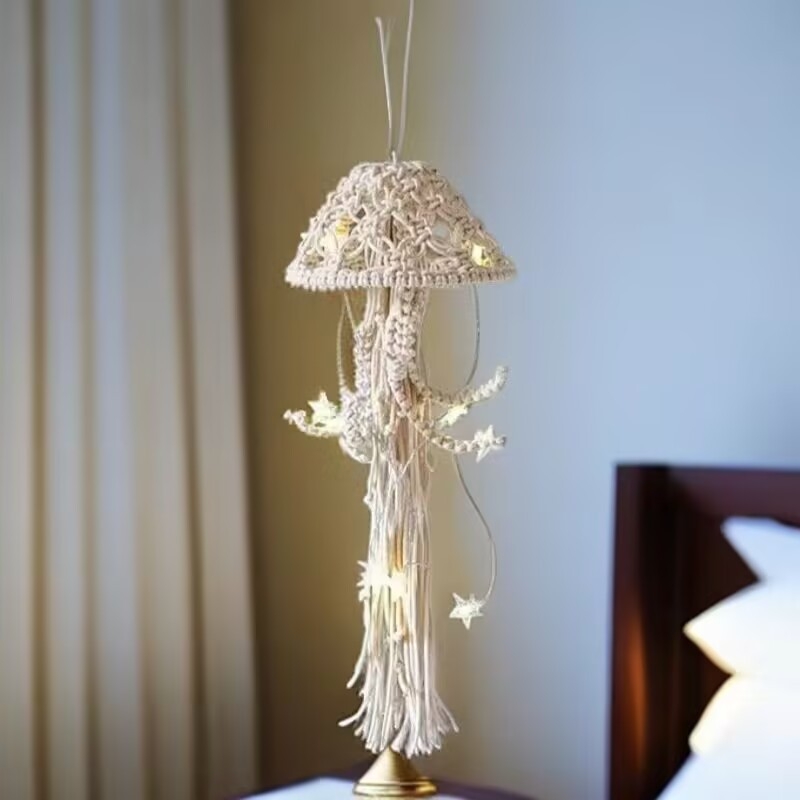 Lampa u obliku meduze, ručno tkana, nordijskog stila, dekor za dom