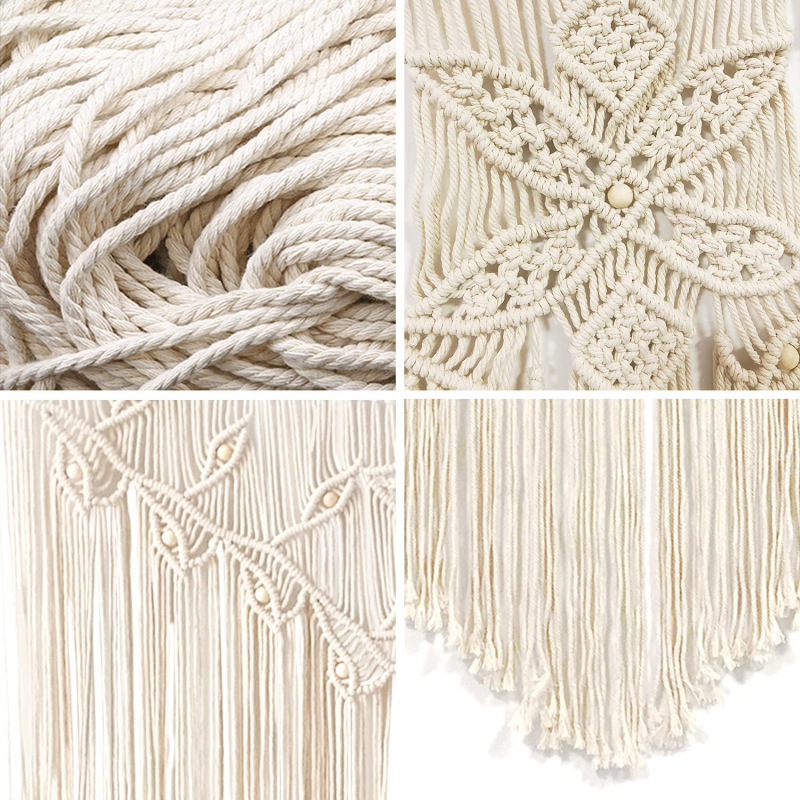 Гоблен дантелено изкуство Бохемски памучен ръчно изработен стенен декор, правоъгълна форма, листен модел, подходящ за дневна, спалня или кабинет