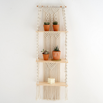 Бохемска ръчно тъкана гоблена със стелаж за съхранение — памук, правоъгълна форма, каре модел, пране на ръка