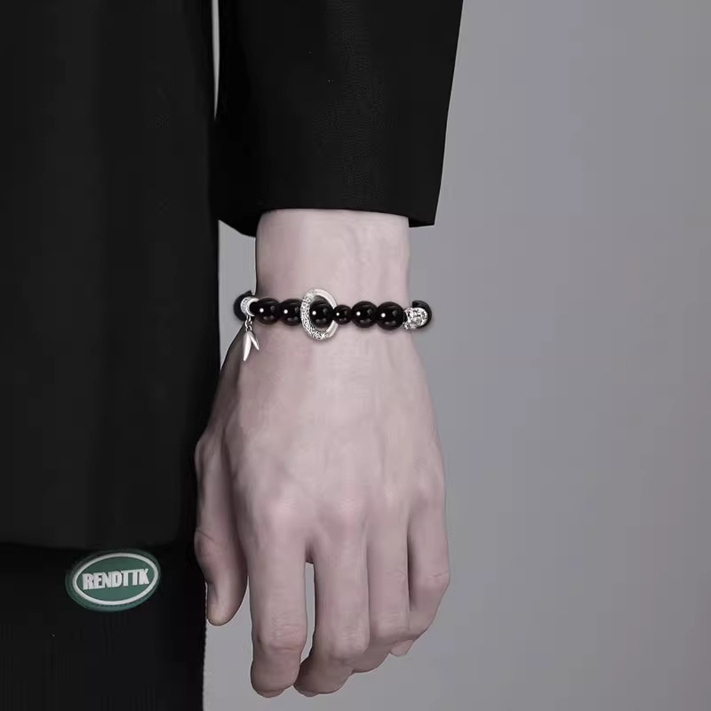 Geometriai obszidián karkötő, kézzel készített, új kínai stílus, utazási szuvenír