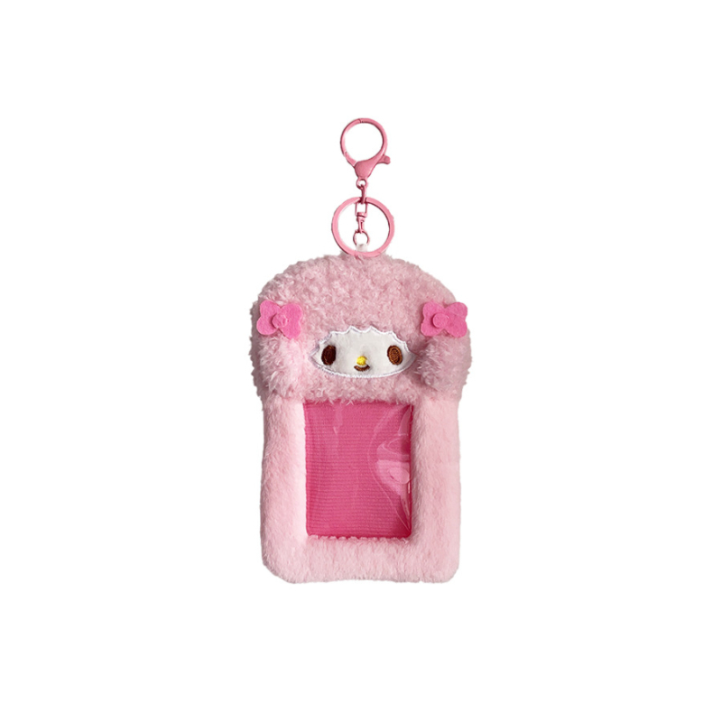 Плюшен калъф за карти за тийнейджъри – прозрачен джоб за карта, висулка за снимки Polaroid, персонализируемо лого