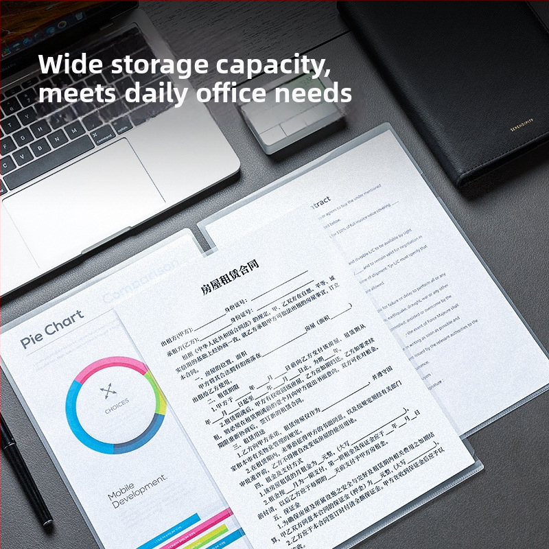 Deli dokumendikomplekt: L-tüüpi ühe lehekülje kaust läbipaistva sisestuskattega – plastik