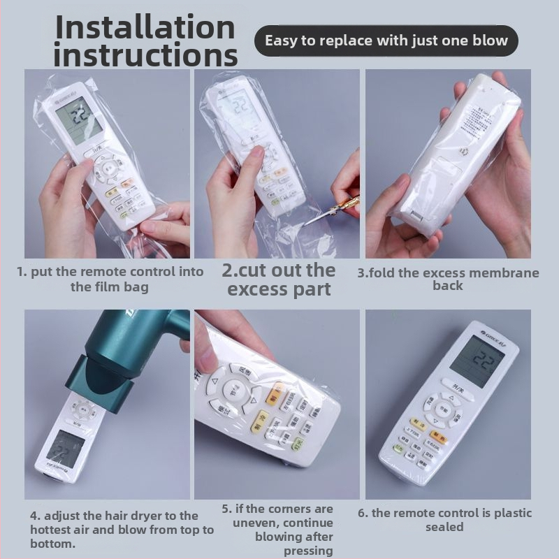 Universalus apsauginis dėklas nuotolinio valdymo pulteliui iš terminės susitraukiančios plėvelės, skaidrus, modelis Rsm2101050, plastikas