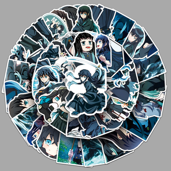 Autocolante Demon Slayer Muichiro Tokito, set de 50 autocolante, rezistente la apă, pentru laptopuri și huse de telefon, stil drăguț