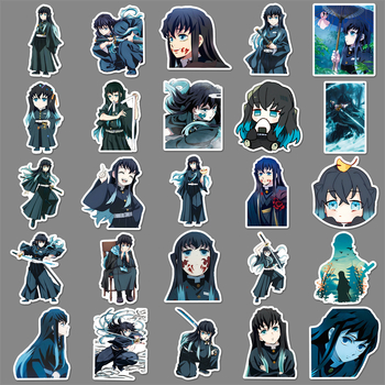 Autocolante Demon Slayer Muichiro Tokito, set de 50 autocolante, rezistente la apă, pentru laptopuri și huse de telefon, stil drăguț