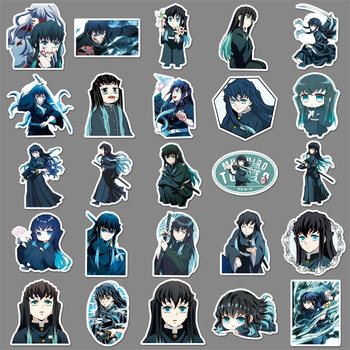 Autocolante Demon Slayer Muichiro Tokito, set de 50 autocolante, rezistente la apă, pentru laptopuri și huse de telefon, stil drăguț