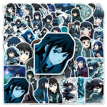 Autocolante Demon Slayer Muichiro Tokito, set de 50 autocolante, rezistente la apă, pentru laptopuri și huse de telefon, stil drăguț