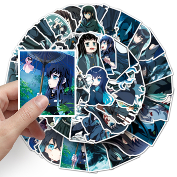 Autocolante Demon Slayer Muichiro Tokito, set de 50 autocolante, rezistente la apă, pentru laptopuri și huse de telefon, stil drăguț