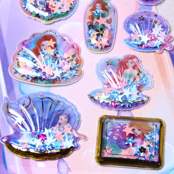 Carcasă de telefon cu design 3D al prințesei sirenă, decor autoadeziv, imprimare în stil nordic