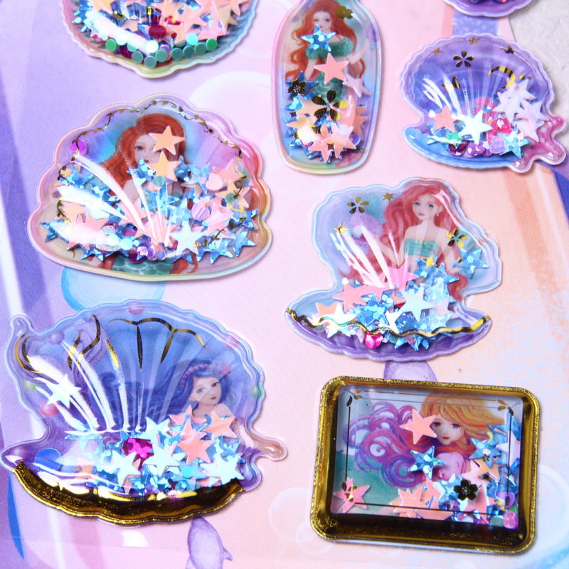 Carcasă de telefon cu design 3D al prințesei sirenă, decor autoadeziv, imprimare în stil nordic