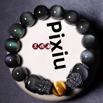 Náramok z obsidiánu, leštený, unisex