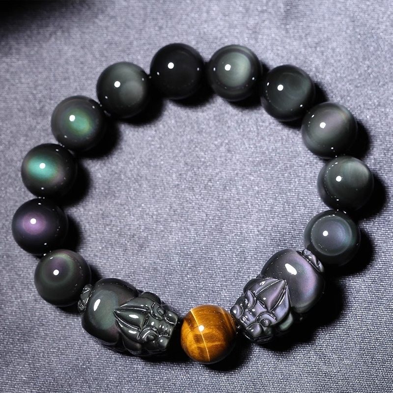 Náramok z obsidiánu, leštený, unisex