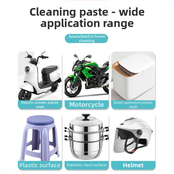 Universali valymo pasta elektriniams transporteriui ir motociklams; įbrėžimų šalinimas ir plastikinio korpuso paviršiaus atnaujinimas. Prekės ženklas: Yixiang; Kilmės vieta: Guangdong; Pakuotė: 50 vnt.; Poveikis: gilus ir saugus dekontaminavimas.