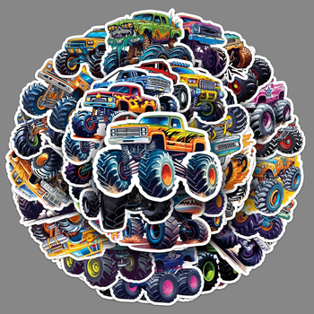 Set de autocolante Monster Truck – 50 de modele, autocolante impermeabile decorative pentru telefon, bagaj și termos, stil desen animat, seria Car series, brand Ten thousand codes, imprimare offset
