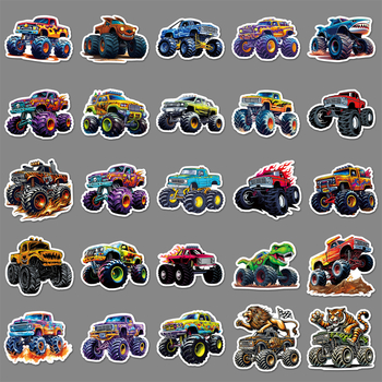 Set de autocolante Monster Truck – 50 de modele, autocolante impermeabile decorative pentru telefon, bagaj și termos, stil desen animat, seria Car series, brand Ten thousand codes, imprimare offset