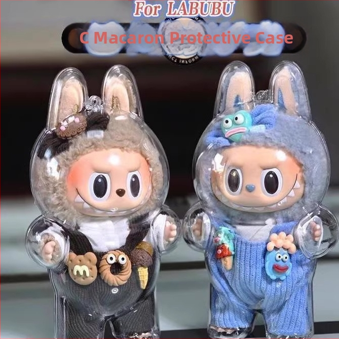 Labubu caurspīdīgais aizsargapvalks Sitting sērijai no pirmās līdz trešajai paaudzei (materiāls: plastmasa/guma, produkta numurs FH-10243, izcelsme: Zhejiang)