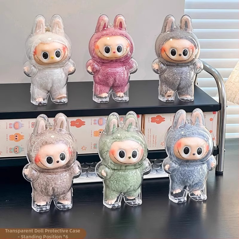 Labubu caurspīdīgais aizsargapvalks Sitting sērijai no pirmās līdz trešajai paaudzei (materiāls: plastmasa/guma, produkta numurs FH-10243, izcelsme: Zhejiang)