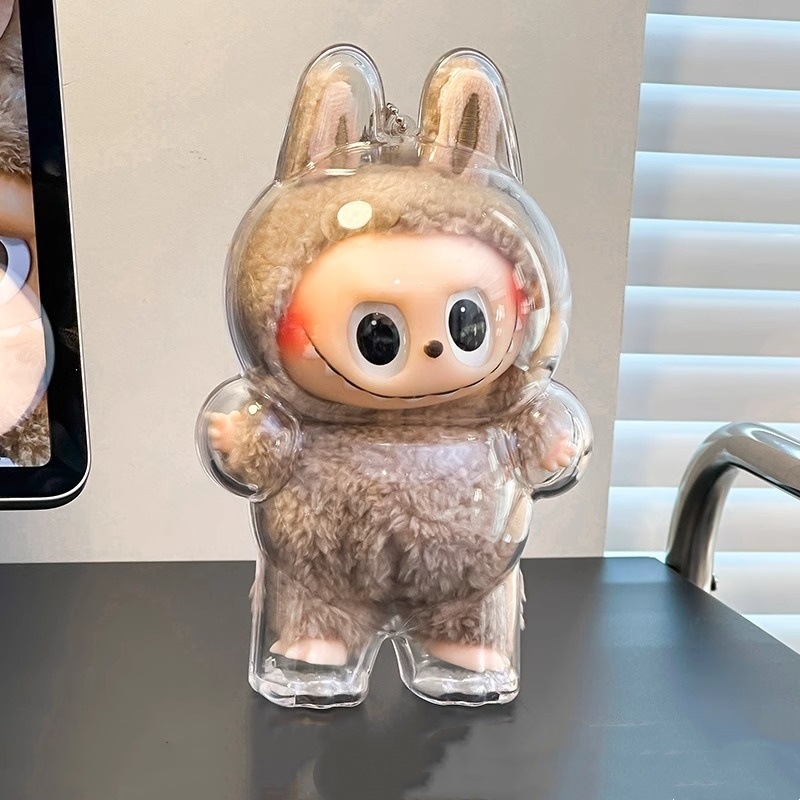 Labubu caurspīdīgais aizsargapvalks Sitting sērijai no pirmās līdz trešajai paaudzei (materiāls: plastmasa/guma, produkta numurs FH-10243, izcelsme: Zhejiang)