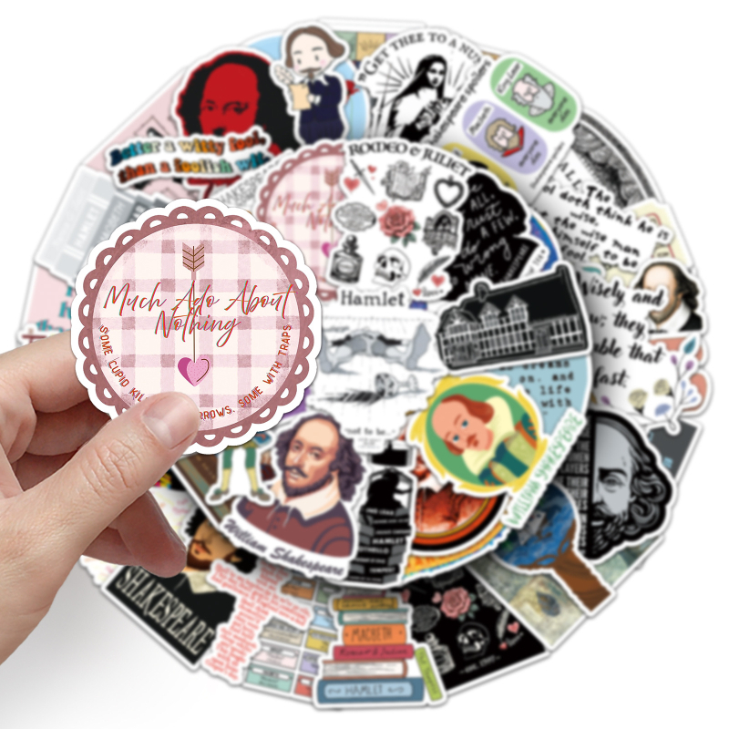 Stickere graffiti Shakespeare, stil drăguț, autocolante autoadezive, tipărire offset, pentru mașini, huse de telefon și chitare