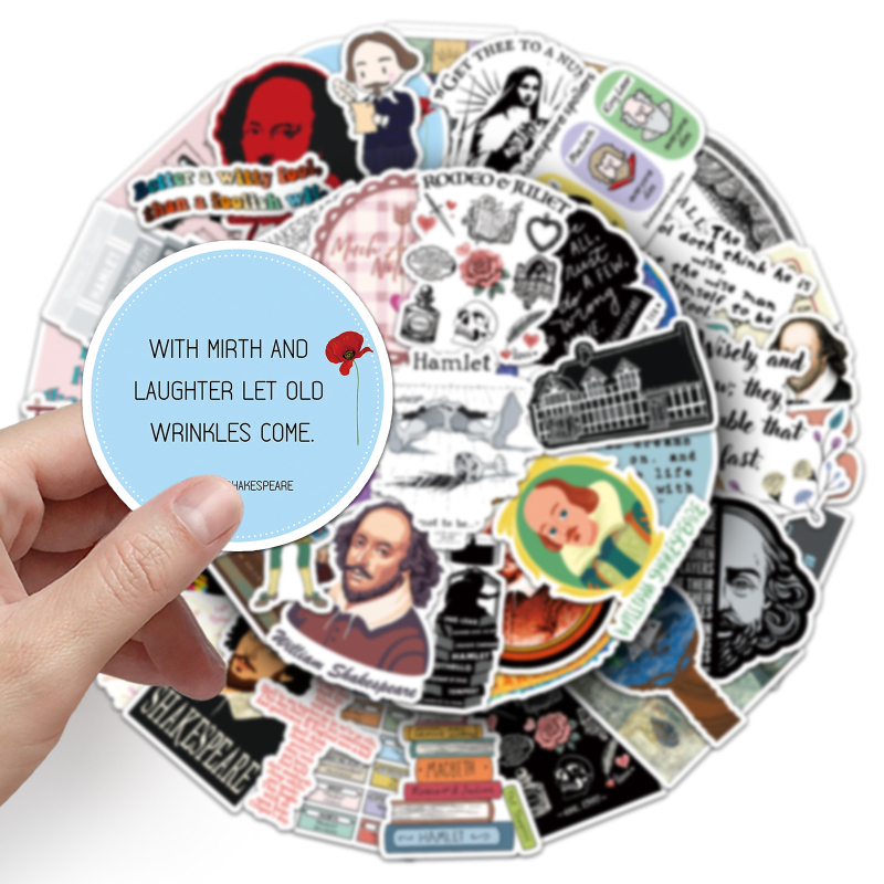 Stickere graffiti Shakespeare, stil drăguț, autocolante autoadezive, tipărire offset, pentru mașini, huse de telefon și chitare