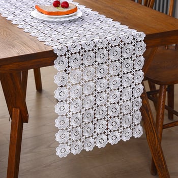 Знаме за маса в скандинавски стил, 100% полиестер, рисунка с растения и цветя, налична персонализация