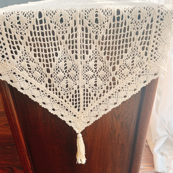 Пътека за маса от памук, идиличен стил, 95% памук и 5% полиестер, едноцветна, подходяща за дневна, кабинет и ресторант