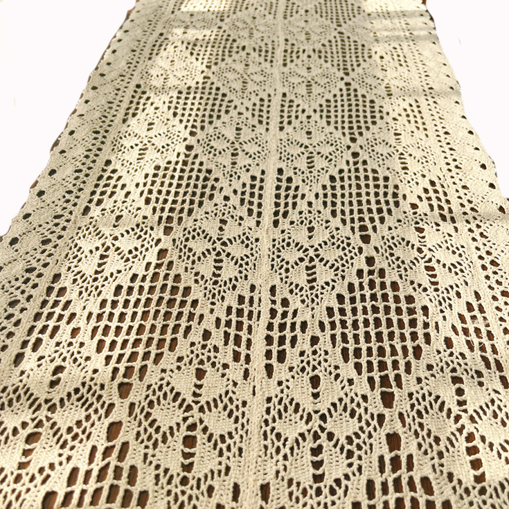 Пътека за маса от памук, идиличен стил, 95% памук и 5% полиестер, едноцветна, подходяща за дневна, кабинет и ресторант