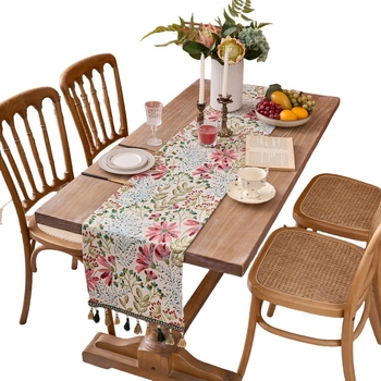 Настолна пътека за маса с флорални мотиви, полиестер, пасторален стил.