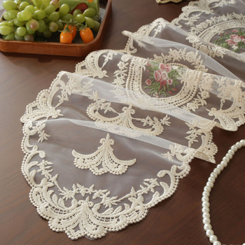 Скандинавски стил – дантелена лента за център на маса и ТВ шкаф, платнена декоративна подложка за вази, дълга лента с модел цветя/листа; полиестер