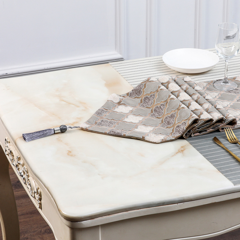 Флаг за маса Chenille, 75% памук, 25% полипропилен, геометричен абстрактен модел, персонализирана обработка, марка Ronghe