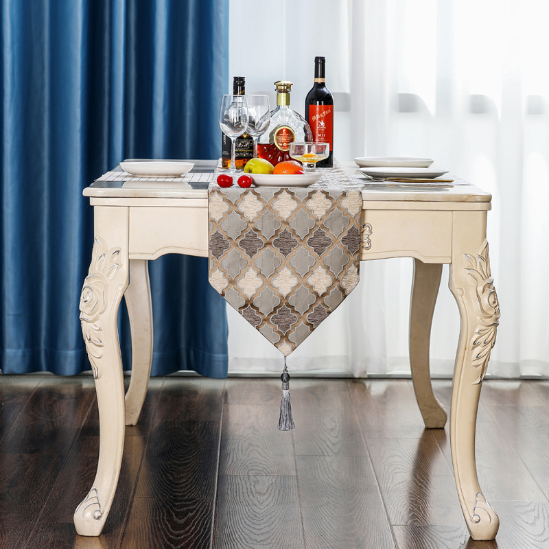 Флаг за маса Chenille, 75% памук, 25% полипропилен, геометричен абстрактен модел, персонализирана обработка, марка Ronghe