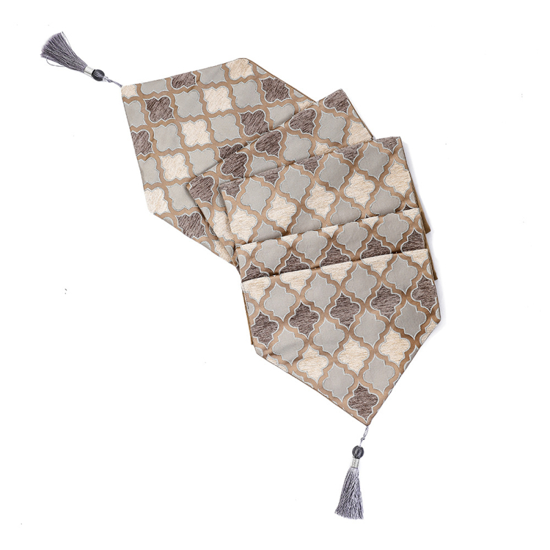 Флаг за маса Chenille, 75% памук, 25% полипропилен, геометричен абстрактен модел, персонализирана обработка, марка Ronghe