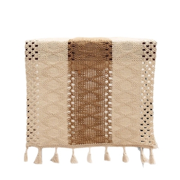 Пътека за маса от полиестер, модел с решетъчен дизайн, модерен минималистичен стил, персонализируема, подходяща за дневна, спалня, открито и ресторанти.