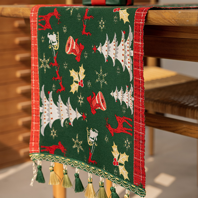 Trkač za stol s motivom božićnog drveta, poliester, brend Haining yunqi textile