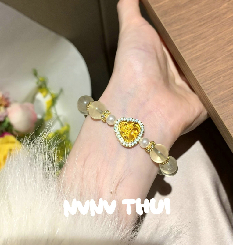 Náramok s citrínovým kryštálom, kvetinový tvar, Buddha prívesok, palácový štýl, unisex