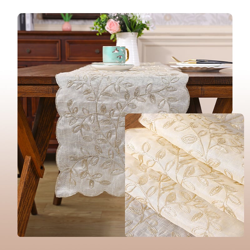 Флаг за маса с листна шарка, пасторален стил, 98% полиестер, 2% памук, с възможност за персонализация