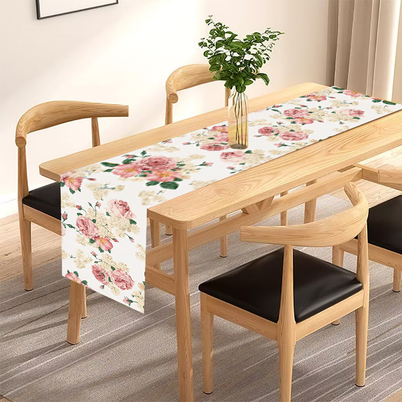 Лента за маса от конопен текстил с флорален мотив, модерен минималистичен стил, възможност за персонализация