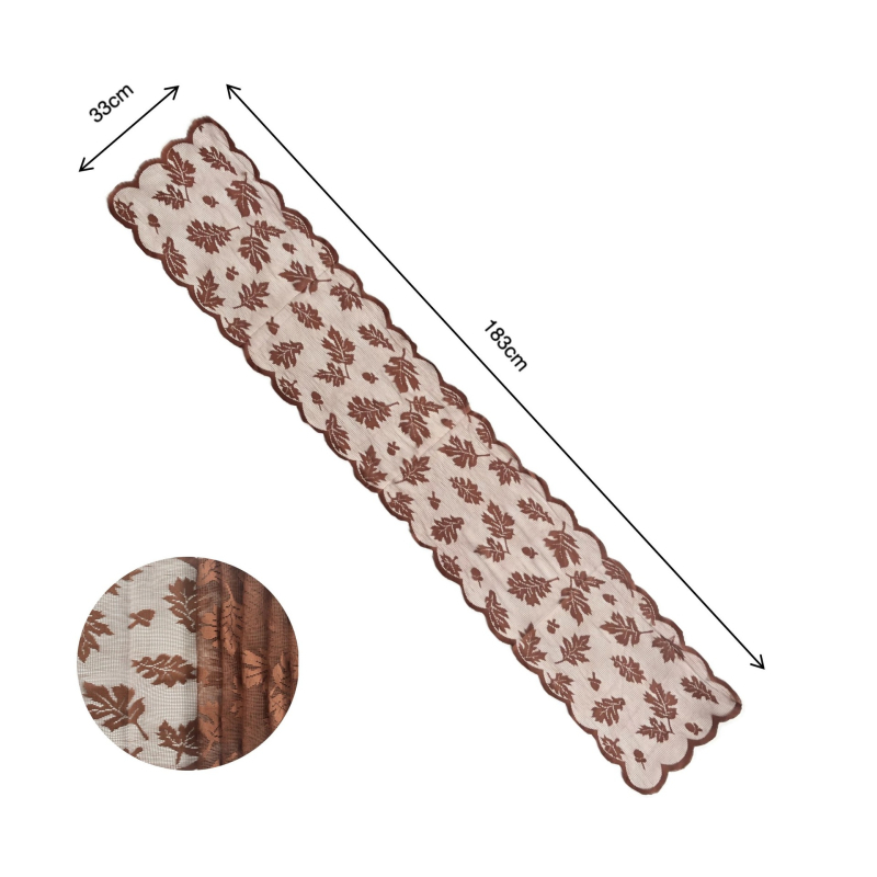 Флаг за маса със дизайн на листа, 100% полиестер, модел листа/цветя, подходящ за открити пространства и ресторанти