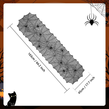 Crna čipkasta stolna runner s motivom paukove mreže za Halloween, dom i zabava dekoracije